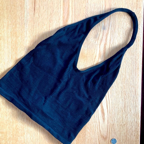 Urban Outfitters Cropped Halter Bra Top Black / Size Medium - Picture 4 of 7